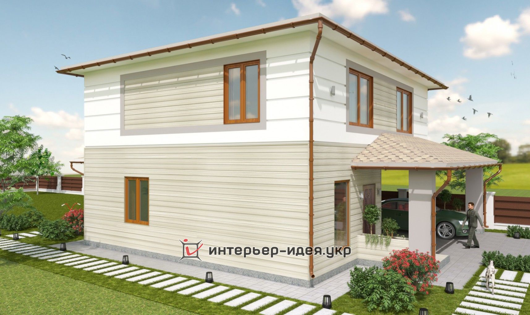 Ультра-современный дизайн фасада дома, Минск, 300м2